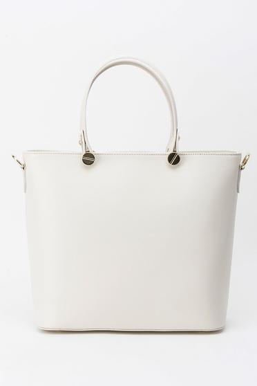 Cream office bag natural leather long, adjustable handle