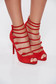 Red elegant with high heels sandals from ecological leather front cut-out design 4 - StarShinerS.com