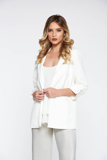 Top Secret white office jacket with straight cut with inside lining with faux pockets