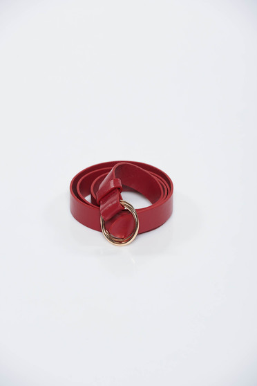 Curea StarShinerS rosie din piele ecologica accesorizata cu o catarama metalica