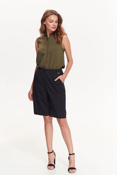 Camasa dama Top Secret khaki office cu croi larg din material subtire fara maneci