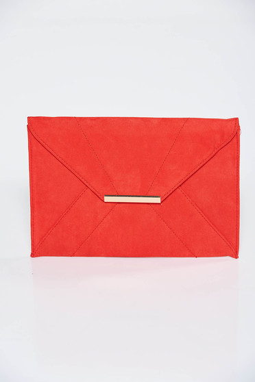 Coral bag clutch from ecological leather with metalic accessory