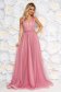 Ana Radu lightpink dress accessorized with tied waistband from tulle with deep cleavage with inside lining luxurious 1 - StarShinerS.com