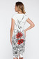 White office midi dress with tented cut slightly elastic fabric with floral prints 2 - StarShinerS.com