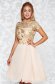 Cream occasional cloche dress from laced fabric with sequin embellished details 1 - StarShinerS.com