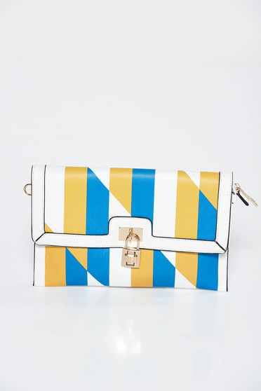 Yellow bag clutch from ecological leather with metalic accessory