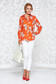 Bluza dama StarShinerS portocalie casual din material fin la atingere cu guler ascutit si maneca lunga 3 - StarShinerS.ro