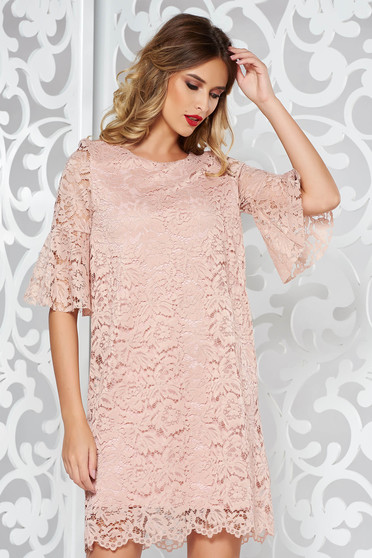 Rosa occasional flared dress from laced fabric with bell sleeve