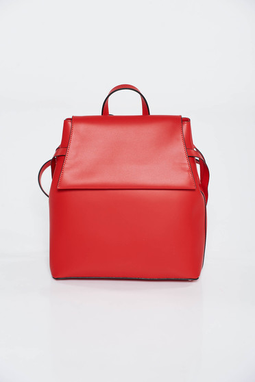 Red casual backpacks natural leather