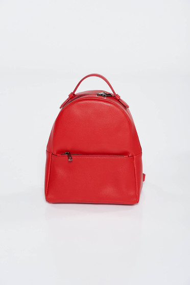 Red casual backpacks natural leather