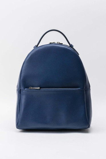 Darkblue casual backpack natural leather