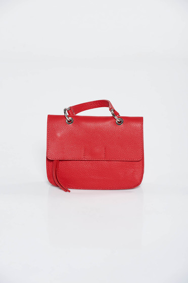 Red casual bag natural leather