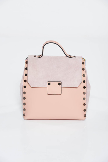 Rosa casual backpacks natural leather with metallic spikes