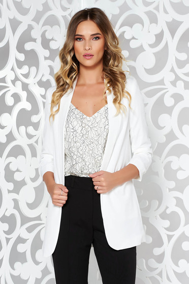 StarShinerS white office flared jacket non-flexible thin fabric with inside lining with pockets
