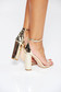 Gold elegant sandals from ecological leather with thin straps chunky heel 6 - StarShinerS.com