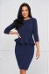 StarShinerS darkblue office midi pencil dress from elastic fabric with frilled waist 1 - StarShinerS.com