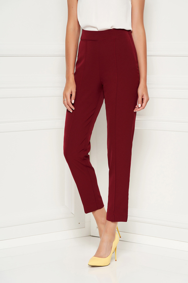 Pantaloni StarShinerS visinii eleganti office cu talie inalta din material usor elastic cu buzunare