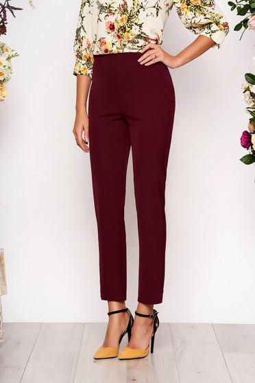 Pantaloni StarShinerS visinii eleganti office cu talie inalta din material usor elastic cu buzunare