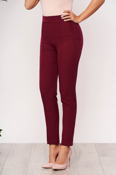 Pantaloni StarShinerS visinii eleganti office cu talie inalta din material usor elastic cu buzunare