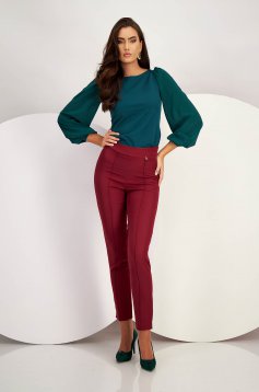 Burgundy Trousers made of slightly elastic fabric with high waist - StarShinerS