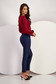 High-Waisted Tapered Navy Blue Stretch Fabric Trousers - StarShinerS 2 - StarShinerS.com