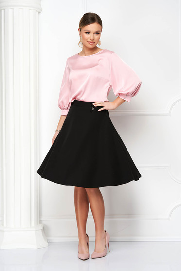 Office skirts, Black skirt cloche midi with pockets slightly elastic fabric - StarShinerS - StarShinerS.com