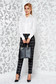 Pantaloni LaDonna negri office conici cu talie medie din stofa usor elastica in carouri 3 - StarShinerS.ro