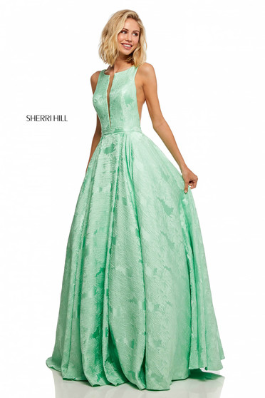 Rochie Sherri Hill verde de lux lunga in clos cu spatele gol