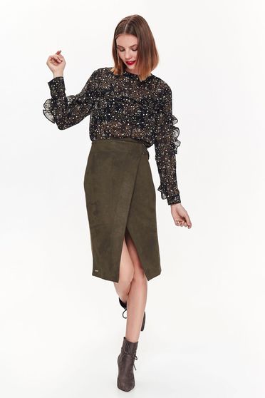 Bluza dama Top Secret neagra casual cu croi larg cu volanase material usor transparent