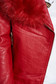 Geaca SunShine casual rosie scurta din piele ecologica captusita pe interior cu guler din blana cu buzunare 4 - StarShinerS.ro