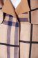 Brown casual long trenchcoat soft fabric plaid fabric accessorized with tied waistband 4 - StarShinerS.com