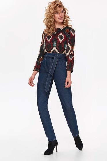 Bluza dama Top Secret neagra casual cu croi larg cu maneca 3/4 din material vaporos