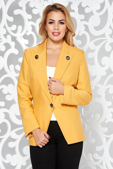 LaDonna mustard tented office jacket slightly elastic fabric with inside lining with button accessories