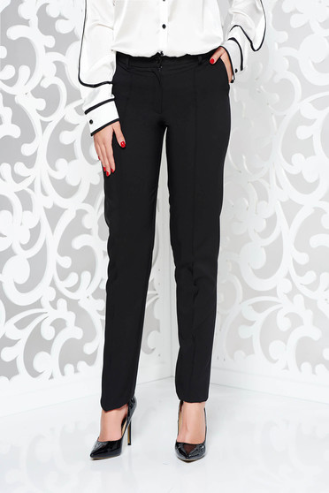 LaDonna black office conical trousers slightly elastic fabric with pockets with medium waist