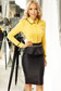 Fofy black office pencil skirt slightly elastic fabric high waisted with frilled waist 1 - StarShinerS.com