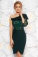 Darkgreen occasional pencil dress slightly elastic fabric with sequin embellished details 1 - StarShinerS.com