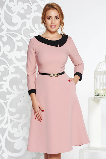 Rosa elegant cloche dress slightly elastic fabric accessorized with belt