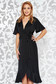 Black occasional wrap around dress non-flexible thin fabric with ruffles at the buttom of the dress 3 - StarShinerS.com