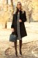 LaDonna black elegant wool coat arched cut with inside lining raised pattern 3 - StarShinerS.com