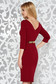 Burgundy elegant pencil dress from elastic fabric cut-out bust design accessorized with tied waistband 2 - StarShinerS.com