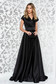 Ana Radu black long luxurious cloche dress from satin fabric texture accessorized with tied waistband 3 - StarShinerS.com
