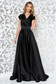 Ana Radu black long luxurious cloche dress from satin fabric texture accessorized with tied waistband 1 - StarShinerS.com