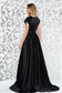 Ana Radu black long luxurious cloche dress from satin fabric texture accessorized with tied waistband 2 - StarShinerS.com