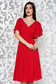 Red occasional cloche dress voile fabric with inside lining with v-neckline 1 - StarShinerS.com