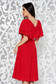 Red occasional cloche dress voile fabric with inside lining with v-neckline 2 - StarShinerS.com