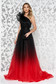 Long black tulle dress in a-line style with one shoulder, accessorized with a belt - Ana Radu 3 - StarShinerS.com