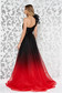 Long black tulle dress in a-line style with one shoulder, accessorized with a belt - Ana Radu 2 - StarShinerS.com