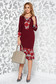 Burgundy elegant pencil dress with 3/4 sleeves slightly elastic fabric 3 - StarShinerS.com