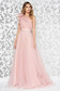 Light Pink Tulle Dress with A-line Cut on Shoulder Accessorized with Belt - Ana Radu 1 - StarShinerS.com