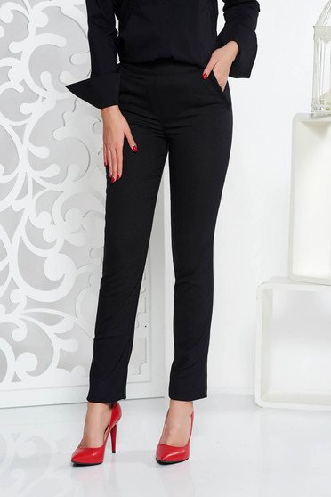 Fofy black office trousers conical with medium waist slightly elastic fabric with pockets